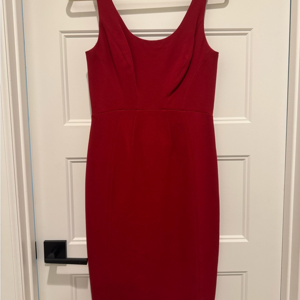 Diane Von Furstenberg Red Sheath Dress Sleeveless Scoop Neck Cocktail